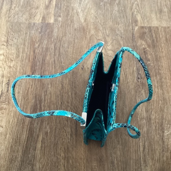 Vintage Y2K Carvela mini bag small snakeskin handbag turquoise - Picture 6 of 11